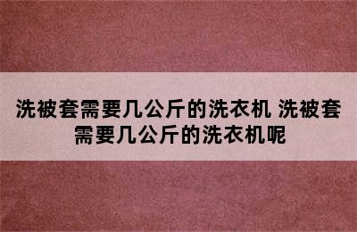 洗被套需要几公斤的洗衣机 洗被套需要几公斤的洗衣机呢